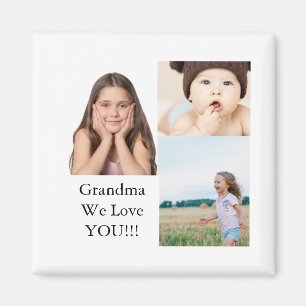 Create Your Own 3 Photo Collage We Love Grandma Magnet