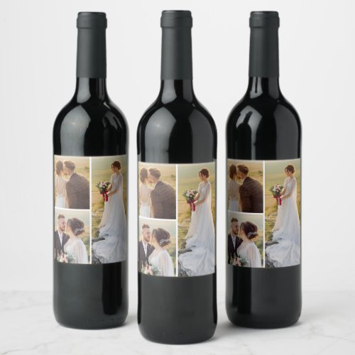 Create Your Own 3 Photo Collage Wine Label