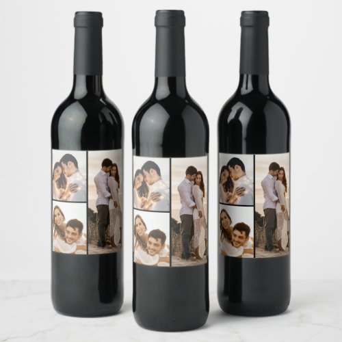 Create Your Own 3 Photo Collage Wine Label