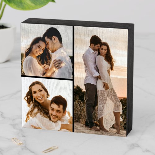 Create Your Own 3 Photo Collage Wooden Box Sign