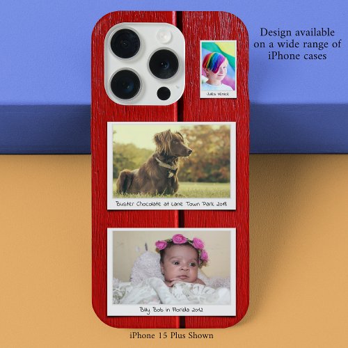 Create Your Own 3 Photo Red iPhone 15 Pro Case