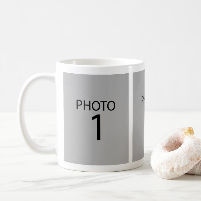 Create Your Own 3 Rectangle Photo Collage Memories Coffee Mug (With Donut)