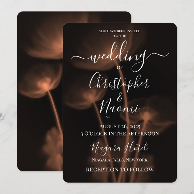 Create Your Own - 3 X-Ray Flowers Wedding Invitation (Front/Back)