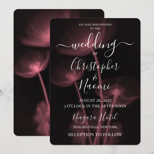 Create Your Own - 3 X-Ray Flowers Wedding Invitation (Front/Back)