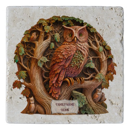 Create Your Own 3D Faux Bois Carved Wood Owl Trivet