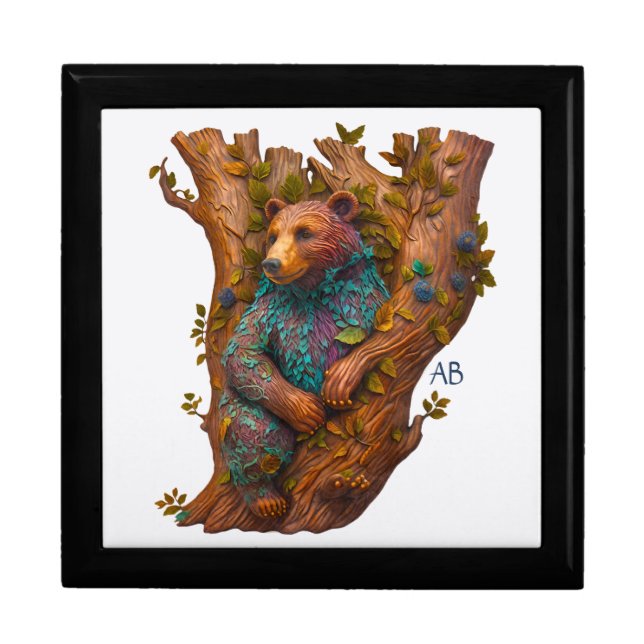 Create Your Own 3D Faux Bois Wood Carved Bear Gift Box (Front)