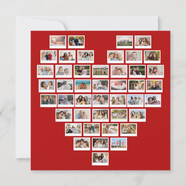 Create Your Own 44 Photo Collage Heart Card (Front)