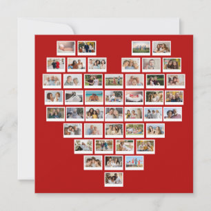 Create Your Own 44 Photo Collage Red Heart Note Card