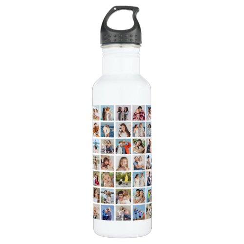 Create Your Own 49 Photo Collage Stainless Steel Water Bottle