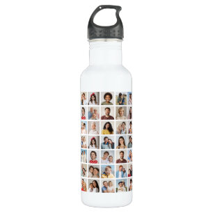 Create Your Own 49 Photo Collage Stainless Steel Water Bottle