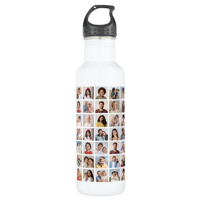 Create Your Own 49 Photo Collage Stainless Steel Water Bottle (Front)