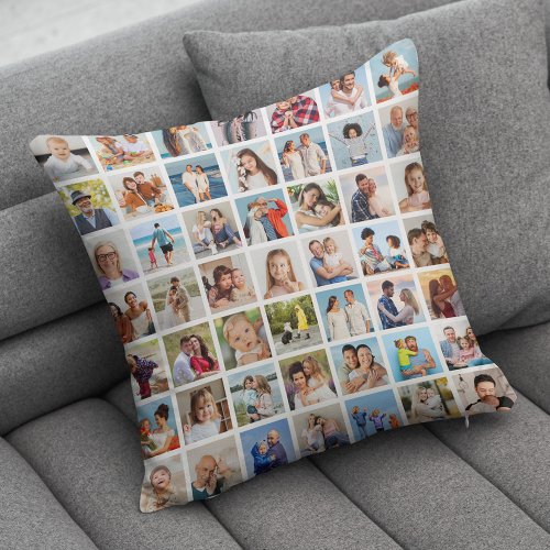 Create Your Own 49 Photo Collage Throw Pillow