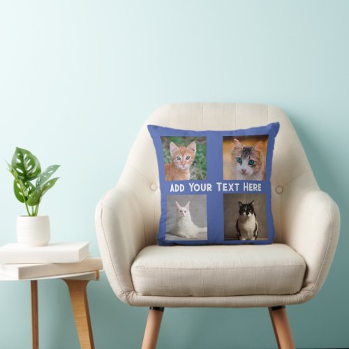 Create Your Own 4 Cat Photos Collage Throw Pillow