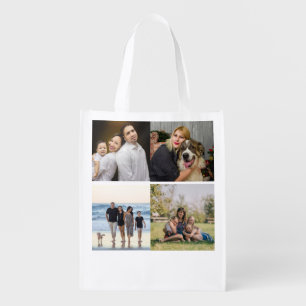 Create Your Own 4 Family Photo Collage Custom Grocery Bag