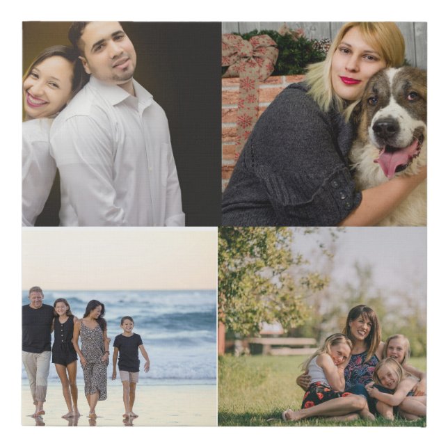 Create Your Own 4 Family Photo Collage  Faux Canvas Print (Front)
