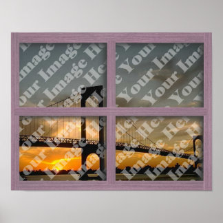 Create Your Own 4 Pane Pink Wood Window Frame Poster