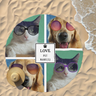 Create Your Own 4 Pet Photo Collage Beach Towel