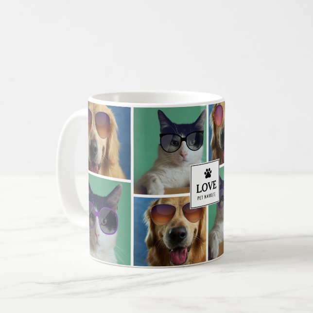 Create Your Own 4 Pet Photo Collage Coffee Mug (Front Left)