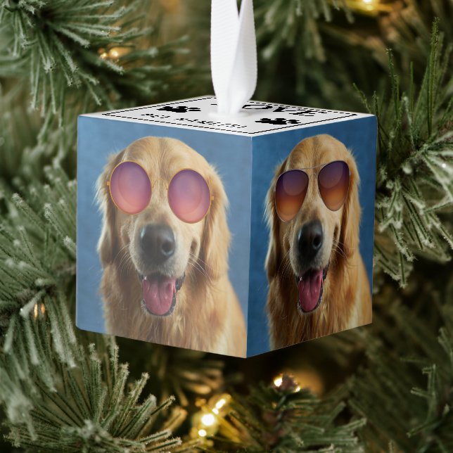 Create Your Own 4 Pet Photo Collage Cube Ornament (Tree)