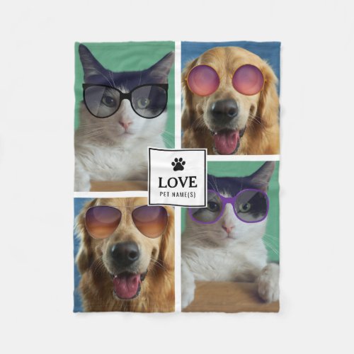 Create Your Own 4 Pet Photo Collage  Fleece Blanket