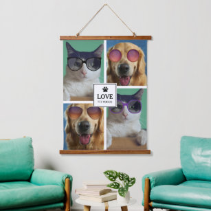 Create Your Own 4 Pet Photo Collage Hanging Tapestry