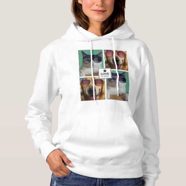Create Your Own 4 Pet Photo Collage Hoodie (Front)
