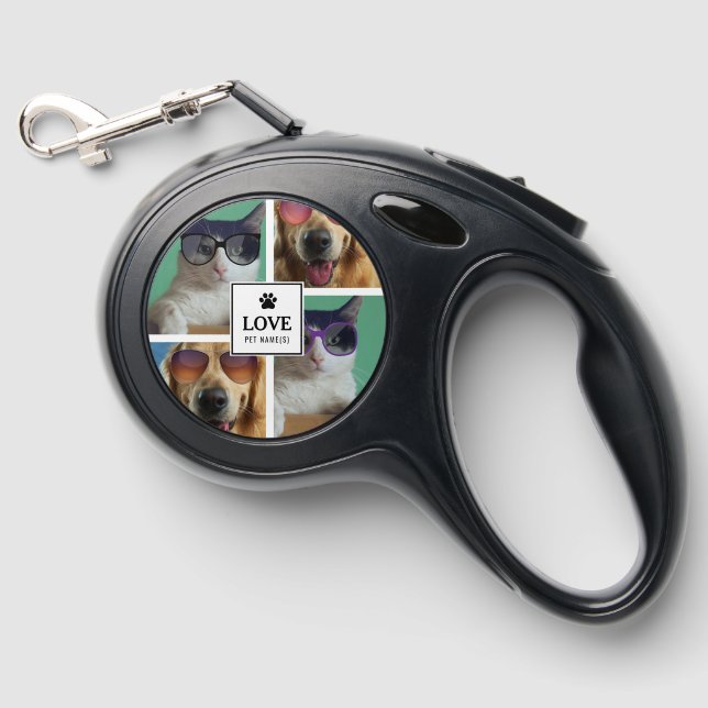 Create Your Own 4 Pet Photo Collage Retractable Pet Leash (Front)