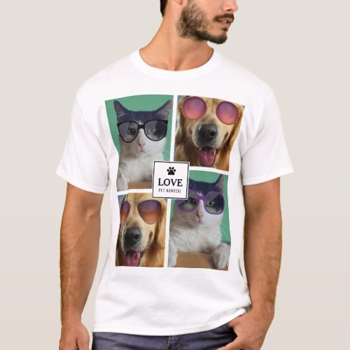Create Your Own 4 Pet Photo Collage T_Shirt