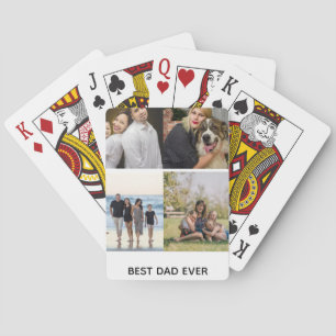 Create Your Own 4 Photo Collage Best Dad Ever Poker Cards