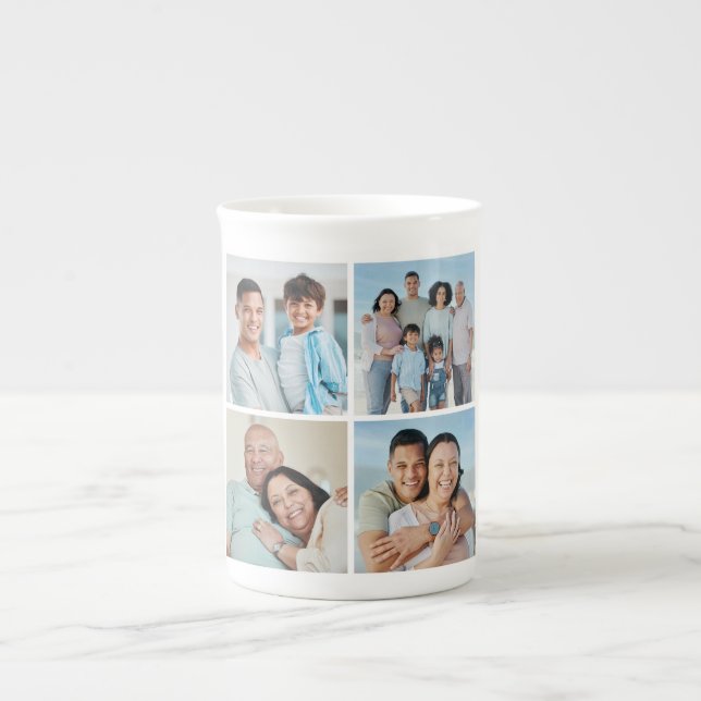 Create Your Own 4 Photo Collage Bone China Mug (Front)
