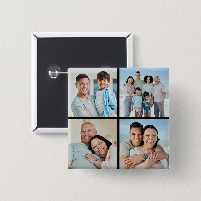 Create Your Own 4 Photo Collage Button (Front & Back)