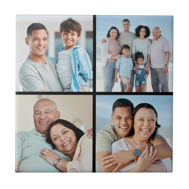 Create Your Own 4 Photo Collage Ceramic Tile (Front)