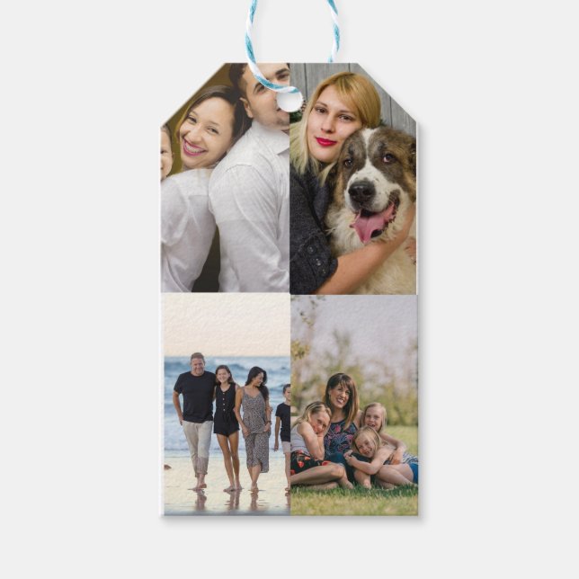 Create Your Own 4 Photo Collage Custom Gift Tags (Front)