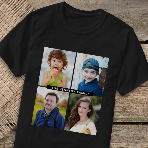 Create Your Own 4 Photo Collage Family Name  Black