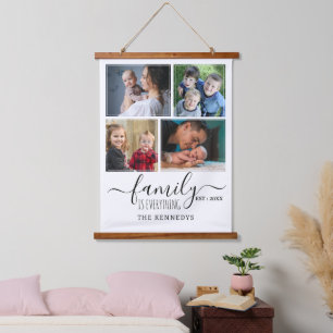 Create Your Own 4 Photo Collage Family Quote Name Hanging Tapestry