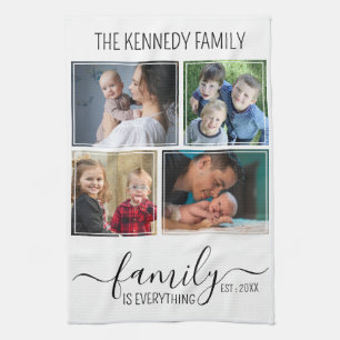 Create Your Own 4 Photo Collage Family Quote Name Kitchen Towel