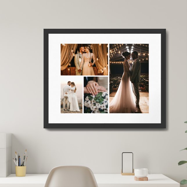 Create Your Own 4 Photo Collage Framed Poster (Home Office)