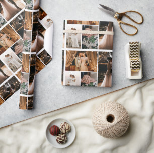 Create Your Own 4 Photo Collage Framed Poster Wrapping Paper
