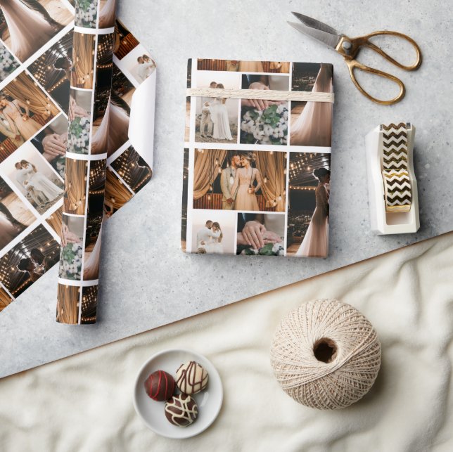 Create Your Own 4 Photo Collage Framed Poster Wrapping Paper (Crafts)