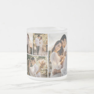 Create Your Own 4 Photo Collage Frosted Glass Coffee Mug