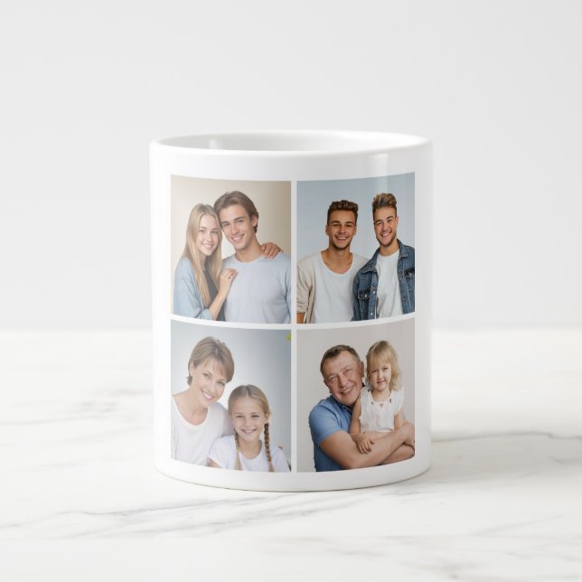 Create Your Own 4 Photo Collage Giant Coffee Mug (Front)