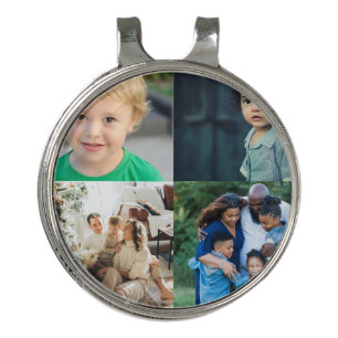 Create Your Own 4 Photo Collage Golf Hat Clip
