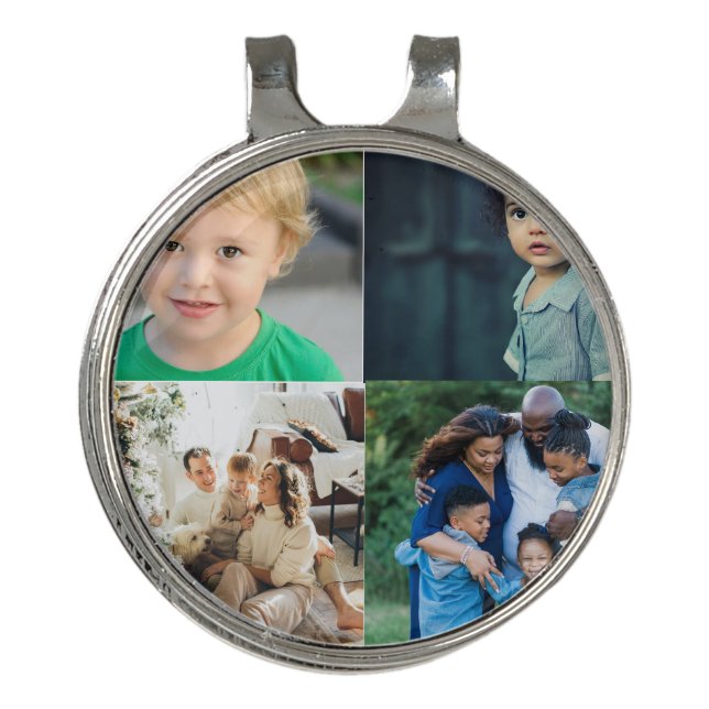 Create Your Own 4 Photo Collage Golf Hat Clip (Front)