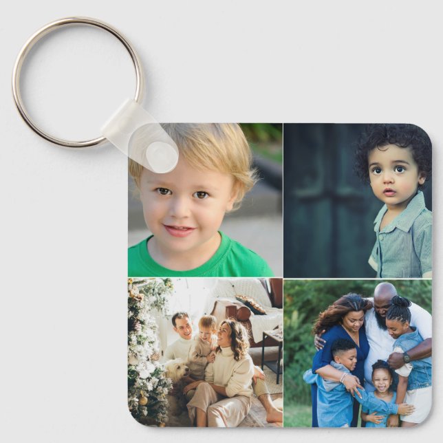 Create Your Own 4 Photo Collage Keychain (Front)