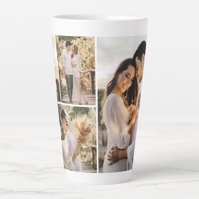 Create Your Own 4 Photo Collage Latte Mug (Front)
