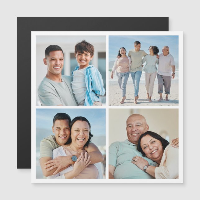 Create Your Own 4 Photo Collage Magnetic Card (Front/Back)