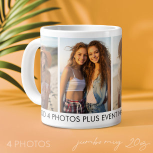 Create Your Own 4 Photo Collage - Modern, Minimal Giant Coffee Mug