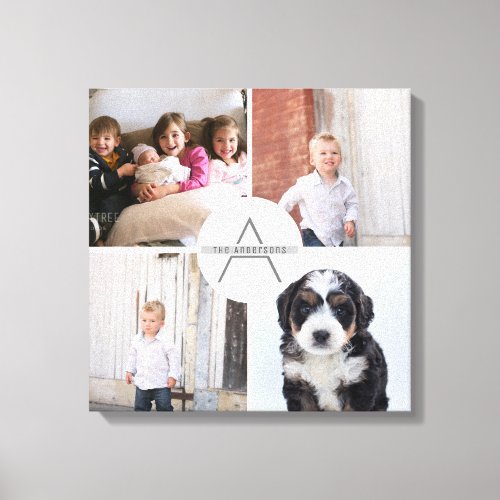 Create Your Own 4 Photo Collage Monogram Canvas Print