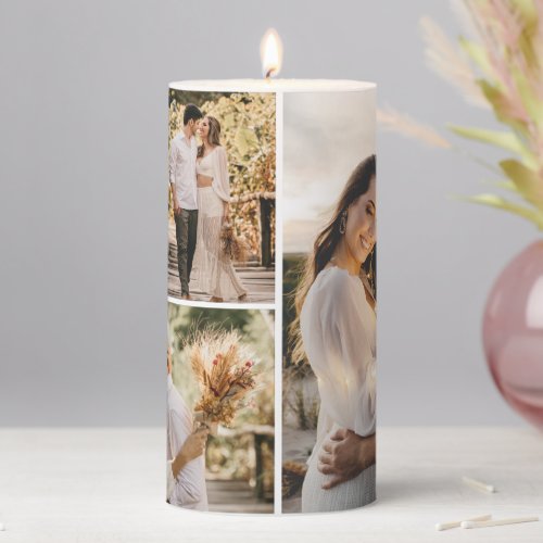 Create Your Own 4 Photo Collage Pillar Candle