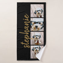 Create Your Own 4 Photo Collage - Script Name Bath Towel